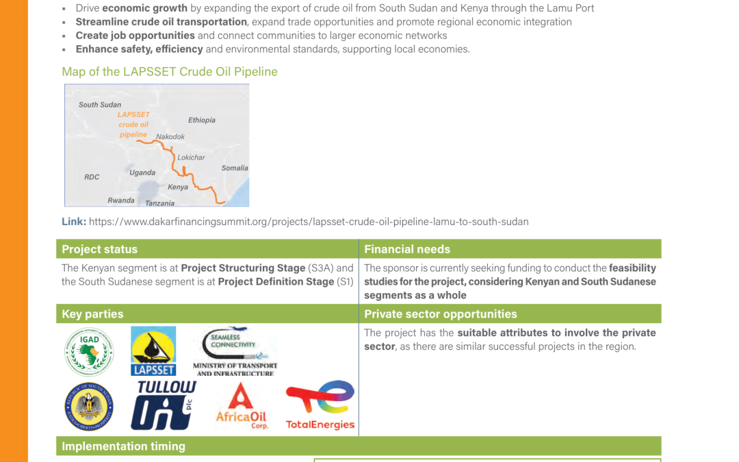 LAPSSET Crude Oil Pipeline Plans on Transport the Crude Oil Produced in South Sudan and Lokichar (Kenya) Oil Fields to Lamu Port in Kenya