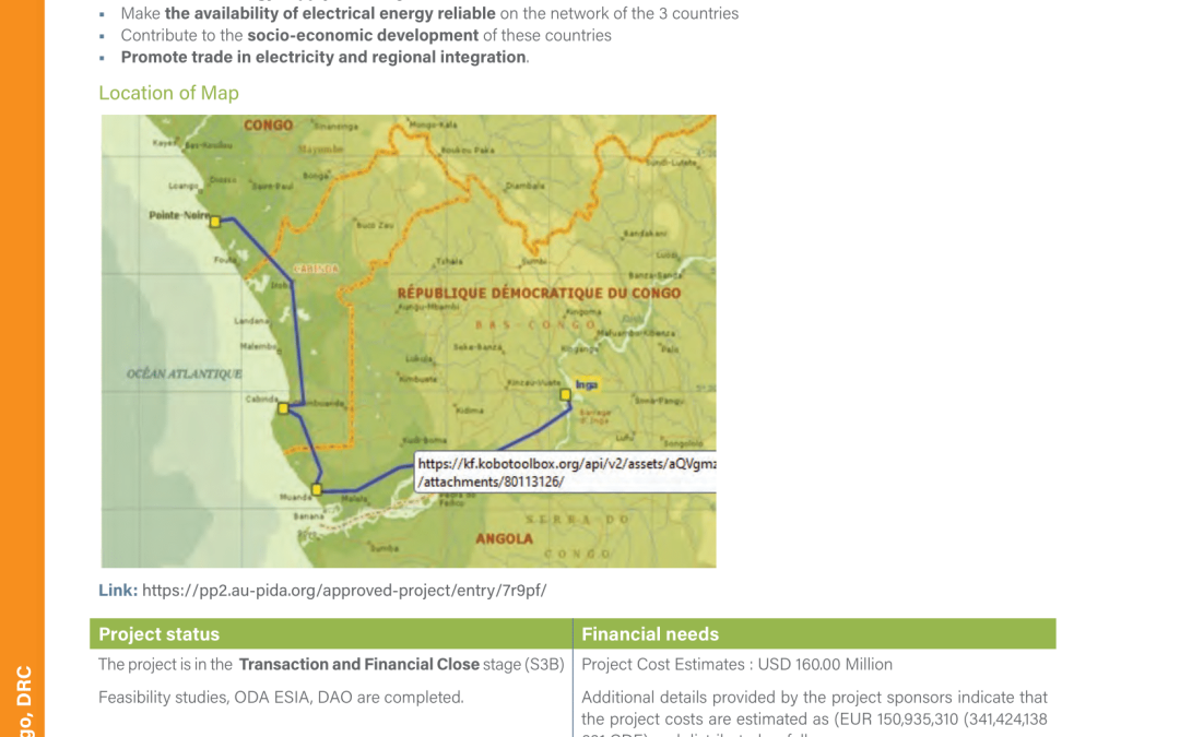 Integration of Electrical Networks between: Inga – Cabinda and Point Noire