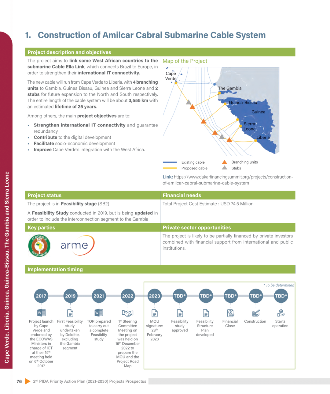 Construction of Amilcar Cabral Submarine Cable System